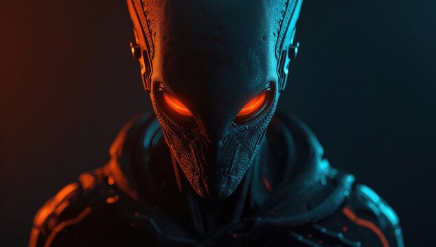 Designing a dynamic alien character logo featuring neon highlights