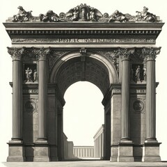 Naklejka premium Semicircular Roman arch architecture classical design.