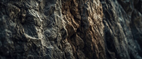 Fototapeta premium Detailed view of a textured rock wall highlighting strength and rough surface