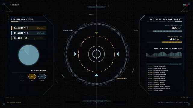 CyberTech FUI: Holographic HUD Military Widescreen View