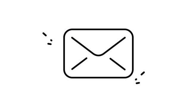 Simple black and white line art email message envelope icon design suitable for digital communication platforms and print collaterals.