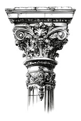 Naklejka premium PNG Renaissance pillar drawing art architectural.