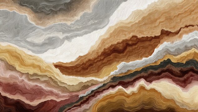 Abstract wavy layers of earthy tones, resembling natural stone or wood grain