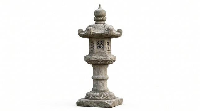 Stone Garden Lantern Isolated on White