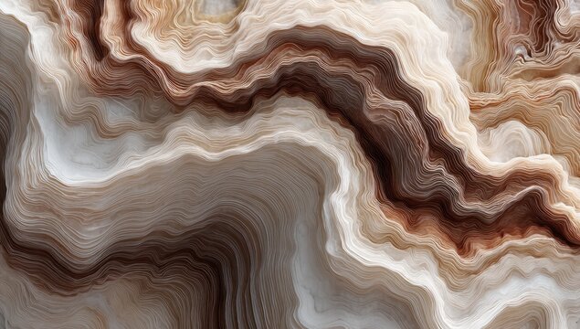 Ethereal abstract of flowing cream, beige, and brown wavy strata layers
