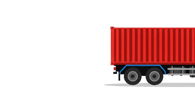 Blue truck with red cargo container on white background.