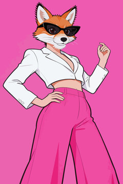 Furry Fox Character Wearing Stylish Fashion Outfit