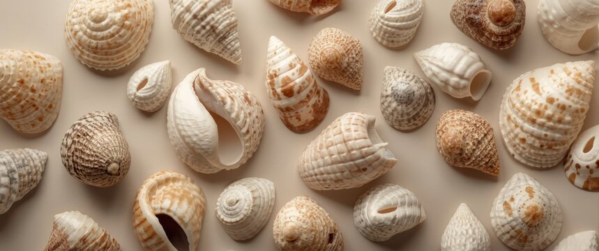 Cypraeoidea superfamily cowries displayed with copyspace for text use
