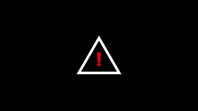 Alert icon. alert warning red symbol,alert transparent background. red warning sign in the shape of a triangle. 4k video