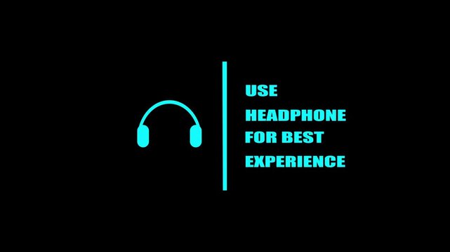 Use headphones for best experience text animation video. Use your headphones for better experience on black background. Headphone icon. 4k video