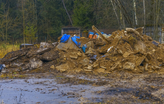 Construction site overview. Site displays signs of recent excavation and environmental management