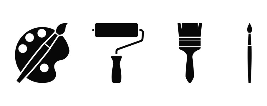 Paint icons set. paint brush vector icon. paint roller icon. vector illustration. eps 10