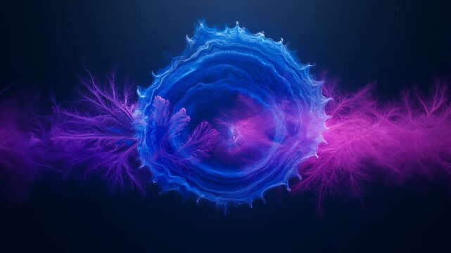 Radiant blue and purple energy spheres expanding through space with glowing electrical plasma filaments and ripples