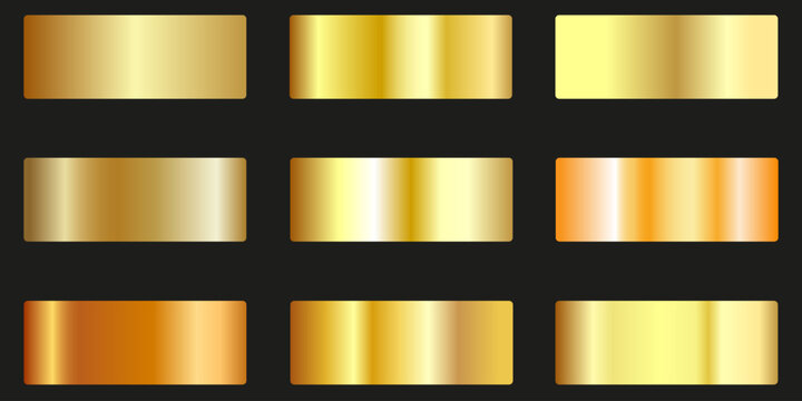 A large set of gold gradient swatches.A vector palette of gold gradients for background templates.
Royal gold gradients. Vector.
