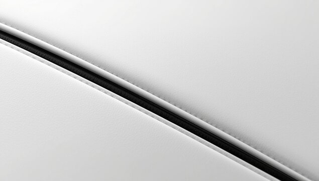 Close view of white leather skin with a thin black stripe for a sophisticated modern aesthetic