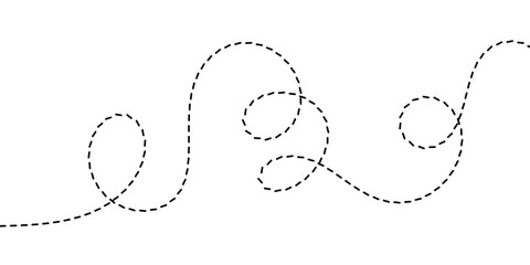 Abstract Dotted Line Path with a Playful, Winding Design on a Clean White Background © Sunami
