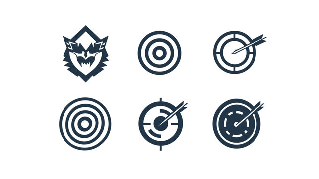 Collection of various vector icons showcasing targets and an abstract creature head