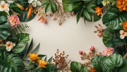 Fototapeta premium Exotic botanical elements collection designed for repeated texture backgrounds