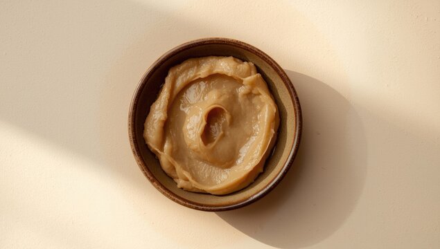 Cooled comfrey root ointment with rendered pork lard in a homemade formulation top view