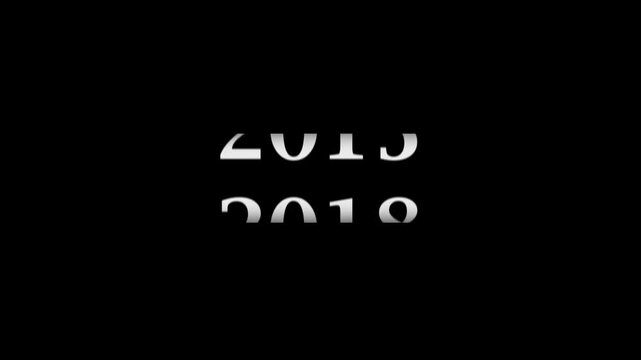 Abstract flip clock effect transitioning through years from 2001 to 2026 on black background with smooth motion design and white elegant typography for temporal progression and timeline conceptualizin