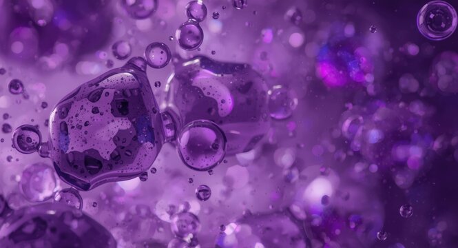 Concept of anti-inflammatory therapy using fluoxetine and carbamazepine with purple bubble visuals and copy space