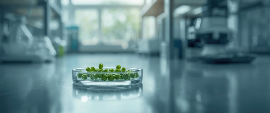 Genetically engineered soybean cell culture in scientific laboratory
