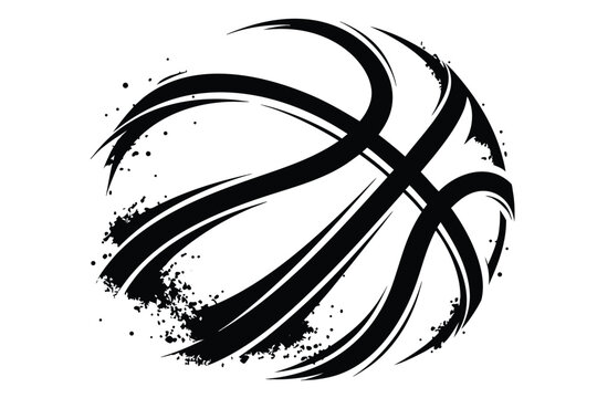 High contrast stencil style abstract basketball seam esign vector illustration erfect for sports brandingathletic logos and creativ urban street style graphi design projects and apparl.