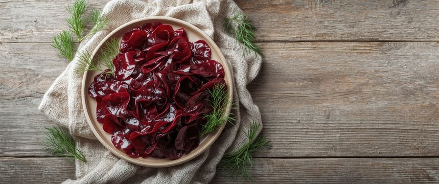 Fresh red algae sea vegetable enhancing vegan meals with nutrition