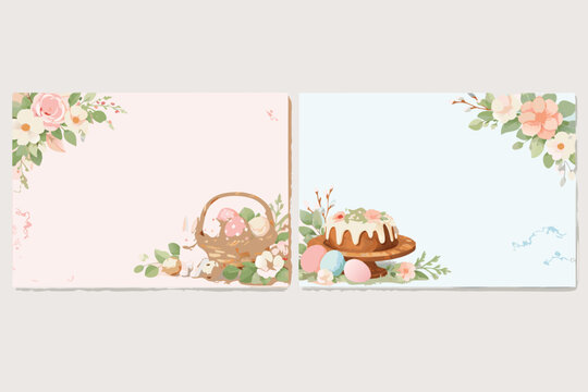 Elegant Easter brunch invitation card set featuring sft watercolor flowers and astel backgrounds, perfectfor spring garden party ceebrations, festive holidayevents, and seasonal gatheings.