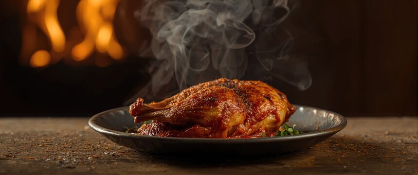 Flavored Djaj chicken grilled on charcoal with traditional Bezar seasoning