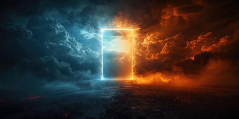 Fototapeta premium Dreamlike portals bridging divine heaven and dark hell inspiring thematic concepts