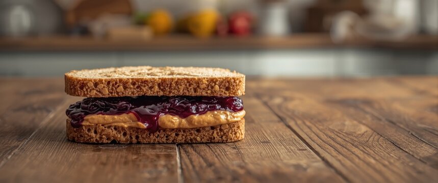 Flavorful PB and blackberry jam sandwich for snack time
