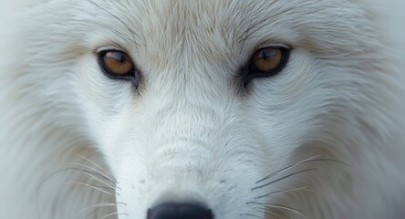 Naklejka premium Close up view of soft pearly white fur on an Arctic fox