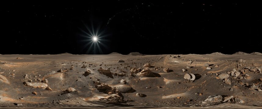 HDR equirectangular image of Phobos moon full environmental scene