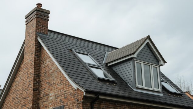 Constructing a brick house structure with modular chimney skylights elegant attic dormers and crafted eaves
