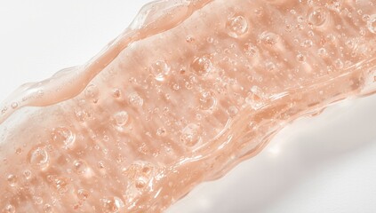 Fototapeta premium Closeup image of translucent face serum gel with bubbles on minimalistic white background