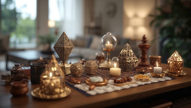 Compact Orgonite altar setup inside house promoting transformation of destructive energy