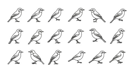 Obraz premium Black and white illustration of multiple birds in a repeating pattern