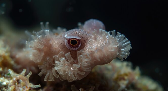 Close up of a solitary tunicate underwater organism