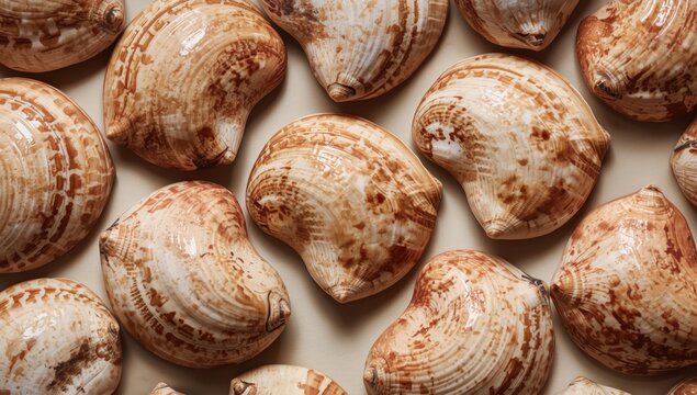 Cowries shells of Cypraeidae family with clear copyspace for text