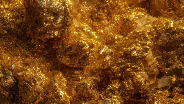 Close up texture of gold antimony ore highlighting quartz mica feldspar and sulfide minerals