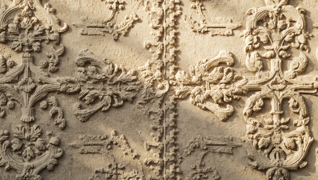 Elegant stucco wall embellishments with vintage relief designs