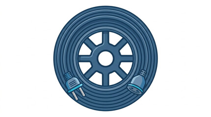 Fototapeta premium Electric Cable Coil with Plugs Symbolizing Energy and Connection.