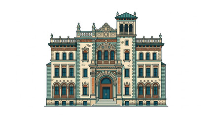 Elaborate ornate building with intricate architectural details. © Sakaswep