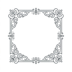 Elegant Decorative Square Border with Ornate Swirls and Filigree. © Sakaswep