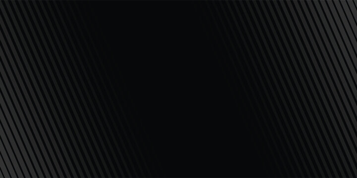 Abstract dark geometric background with dynamic diagonal stripes and fine lines. Modern elegant black backdrop featuring a soft central shadow gradient and sophisticated high-tech minimalist design