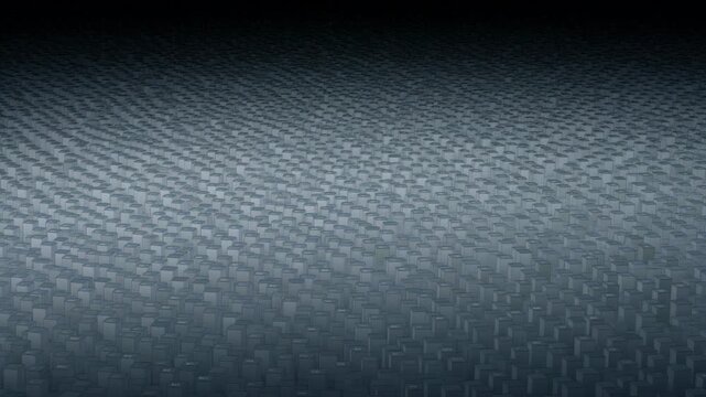 Infinite array of metallic cubes glowing with soft light in a geometric pattern across horizon