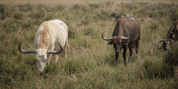 Grazing livestock on a variety of grasses such as panicum and buffalo for optimal feeding