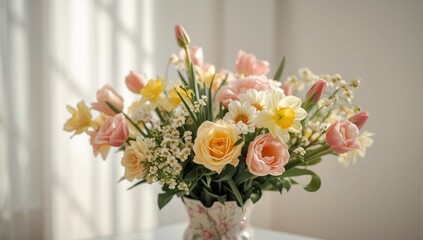Obraz premium Elegant spring flower setup to mark mothers special day festivity