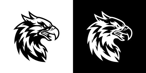 Obraz premium Striking Griffin Head Mascot Design in Black and White.